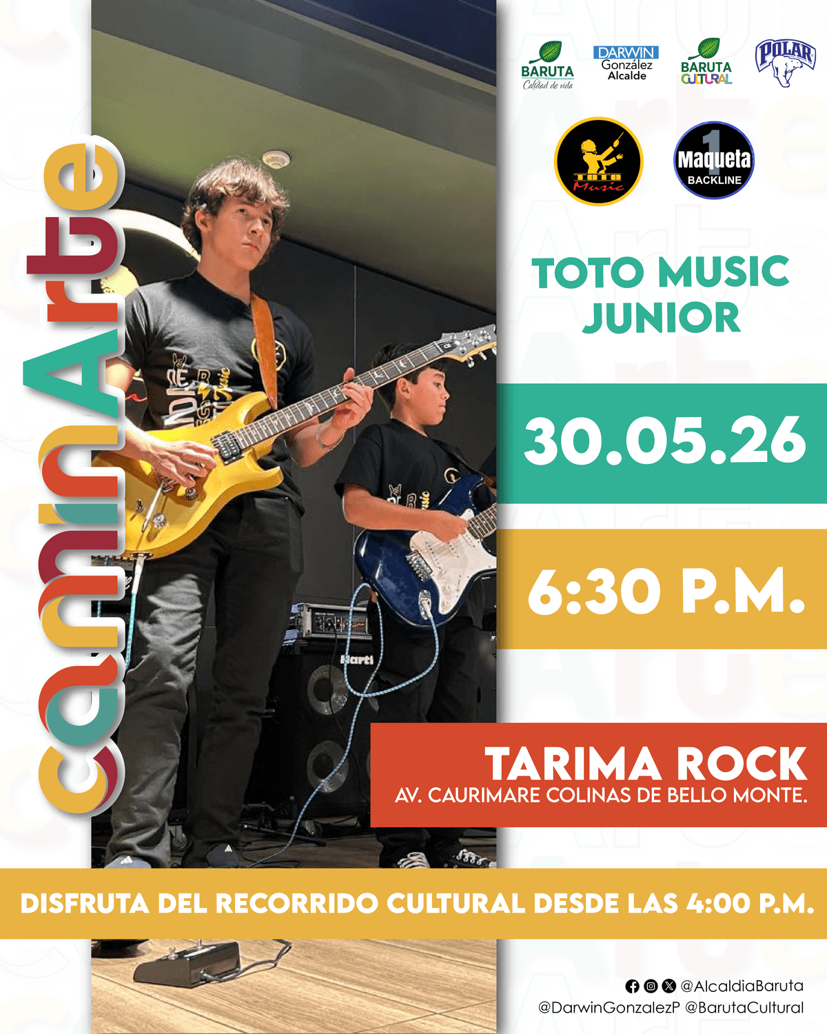 Flyer de Toto Junior en Tarima Rock