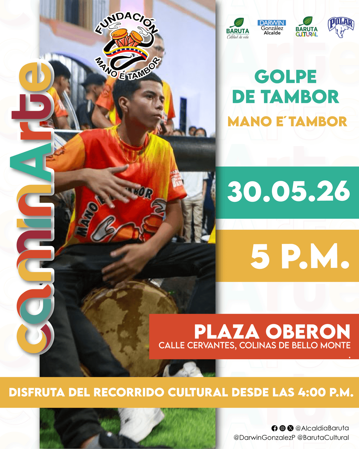Flyer de Golpes de Tambor en Mano e Tambor