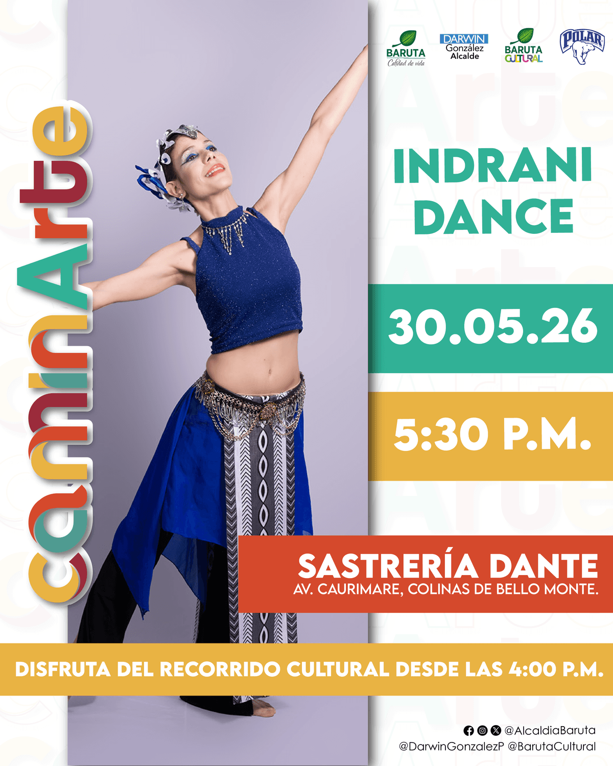 Flyer de Indrani Dance en Sastrería Dante