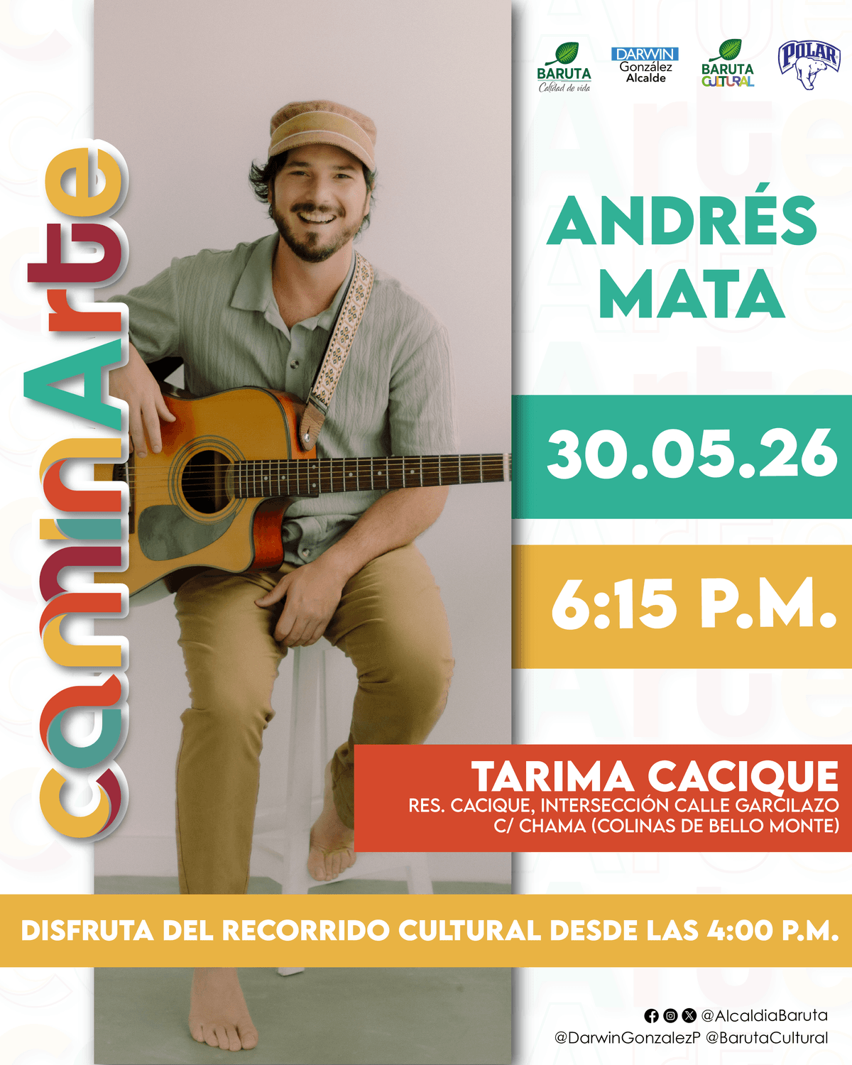 Flyer de Andrés Mata en Tarima Cacique