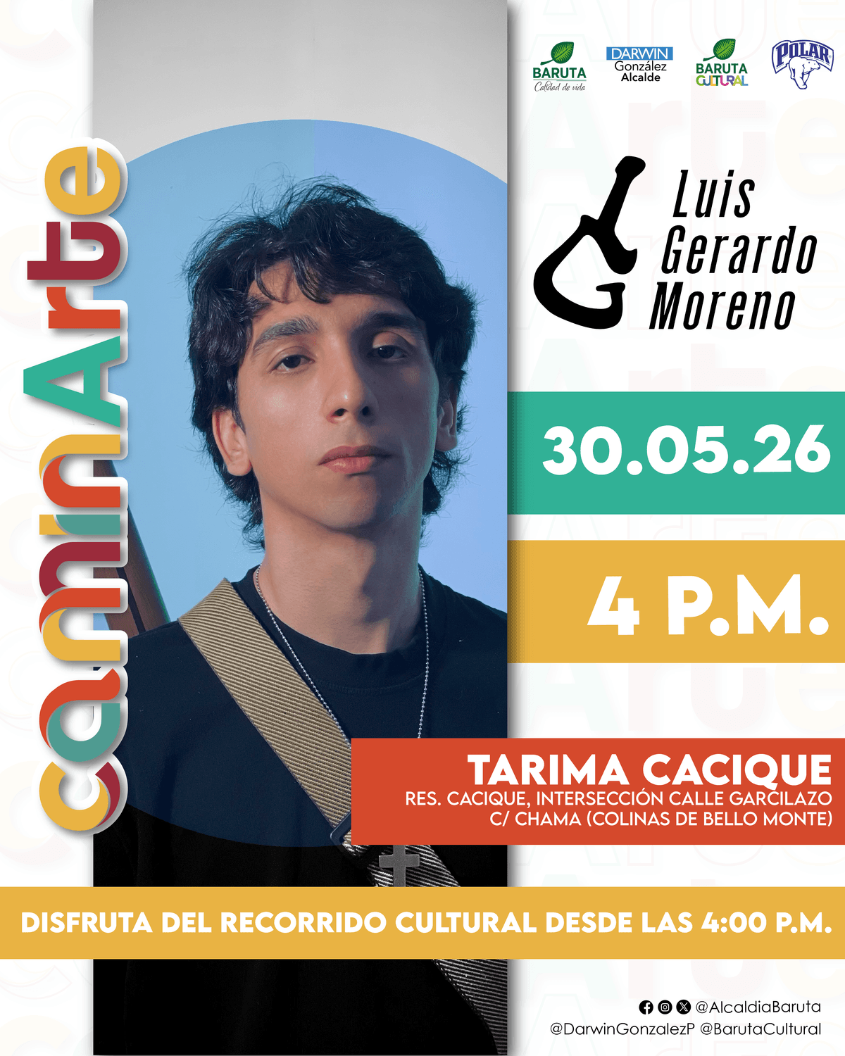 Flyer de Luis Gerardo Moreno en Tarima Cacique