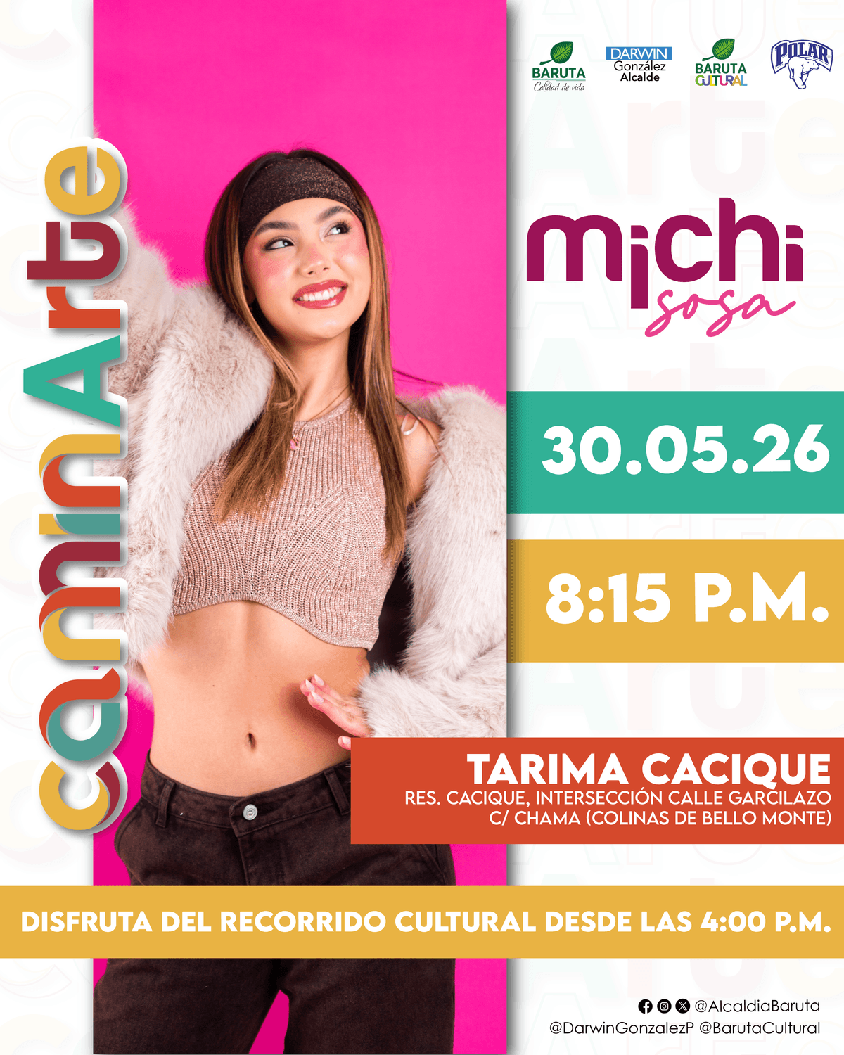 Flyer de Michi Sosa en Tarima Cacique