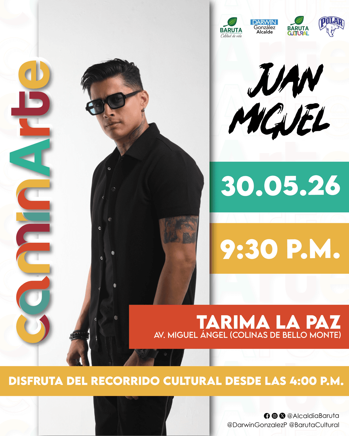 Flyer de Juan Miguel en Tarima Principal